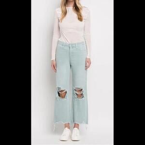 Vervet by Flying Monkey High-Rise 90S Vintage Crop Flare Jeans Cloud Blue